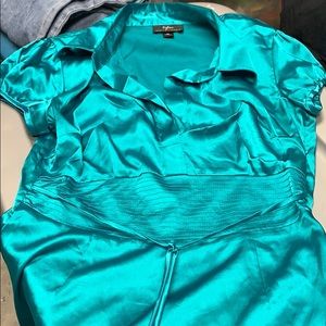Byline Byer 90s Y2K Teal V-Neck Top Size Medium Party Night Out Casual